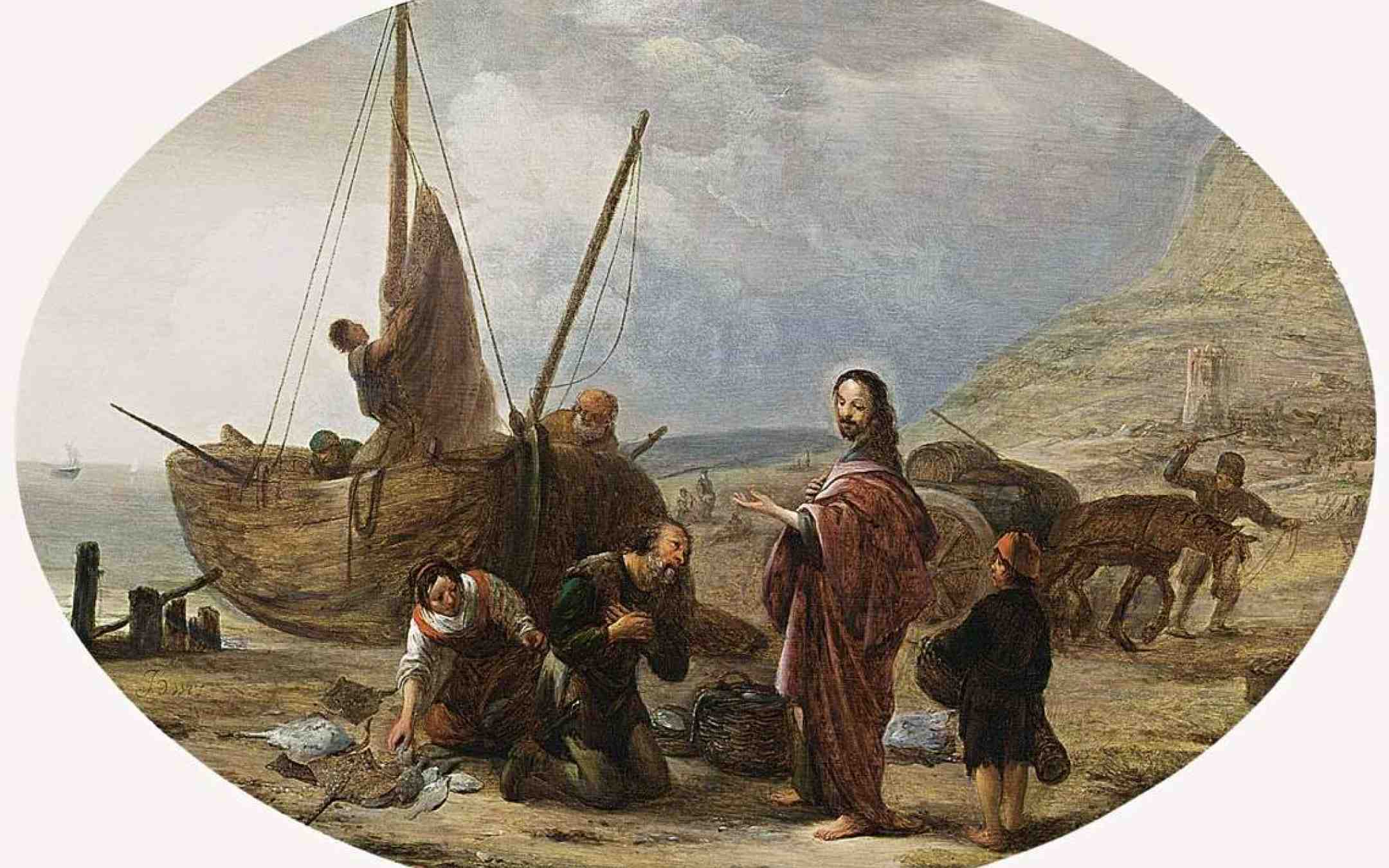 Jeesus kutsuu Simon Pietarin ja Andreaksen maalauksessa
