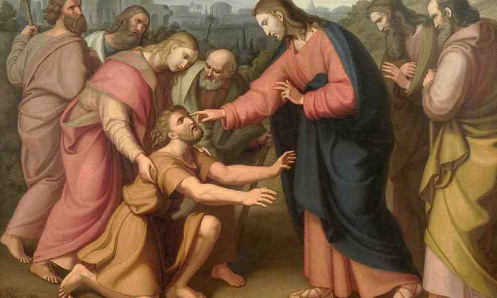 Jeesus parantaa sokean miehen -maalaus