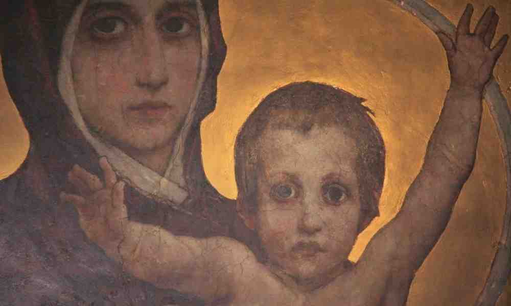 Jumalanäiti Jeesus-lapsi sylissään ikoniin kuvattuna