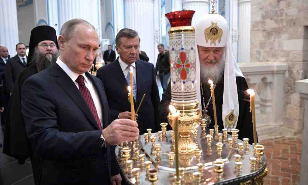 Moskovan patriarkka Kirill  ja Venäjän presidentti Vladimir Putin Uuden Jerusalemin luostarissa