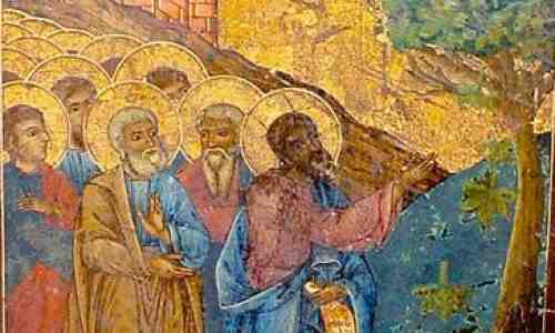 Jeesus kiroaa viikunapuun ikonissa
